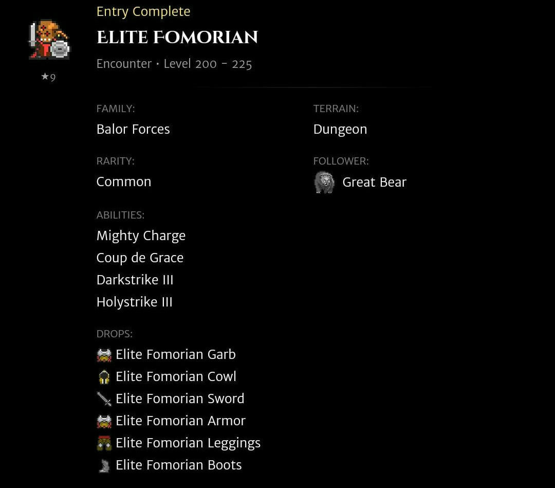 Elite Fomorian codex entry