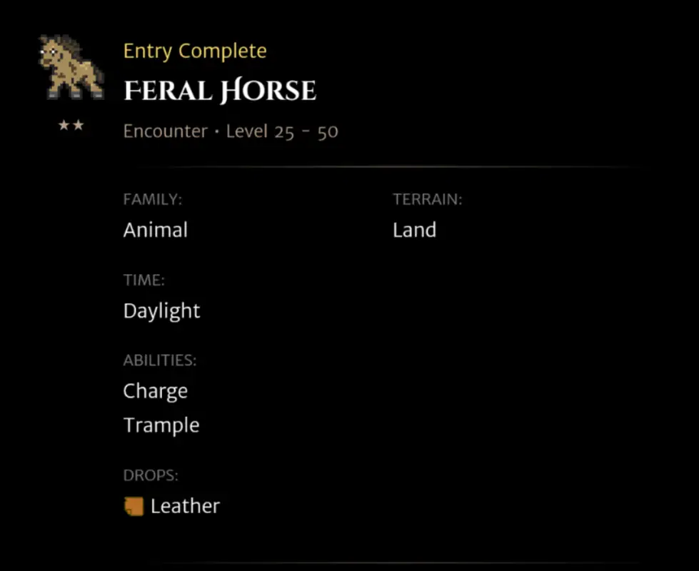Feral Horse codex entry