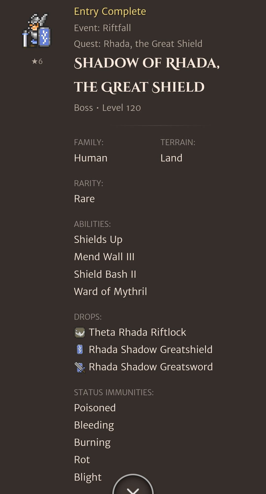 Shadow of Rhada, The Great Shield codex entry