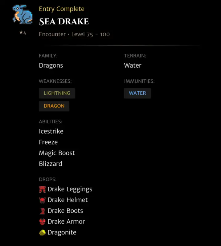 Sea Drake codex entry