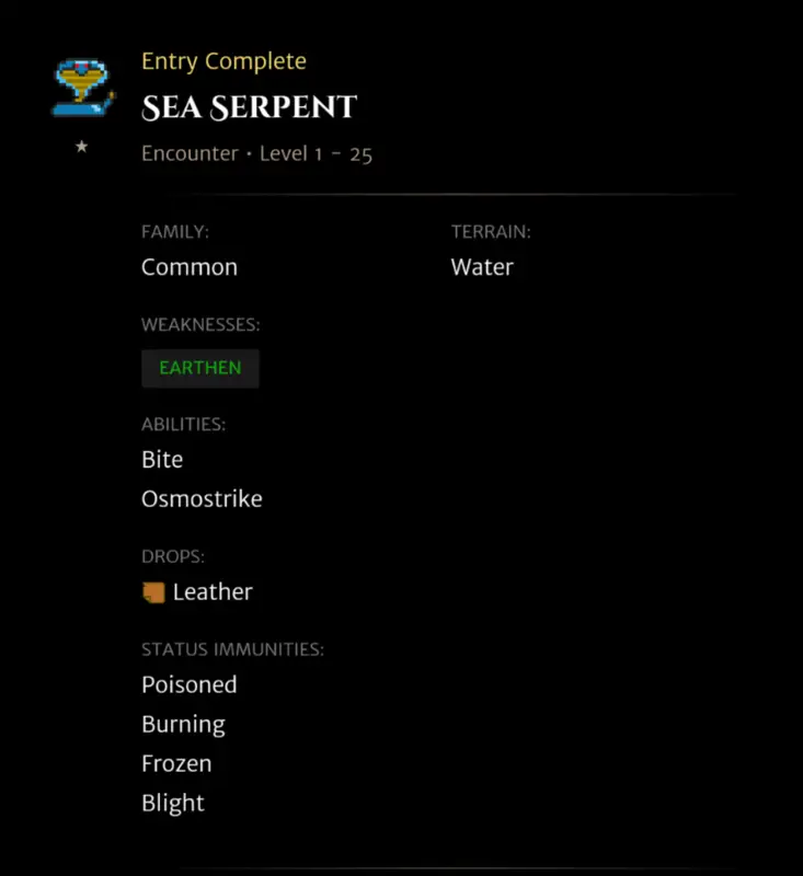 Sea Serpent codex entry