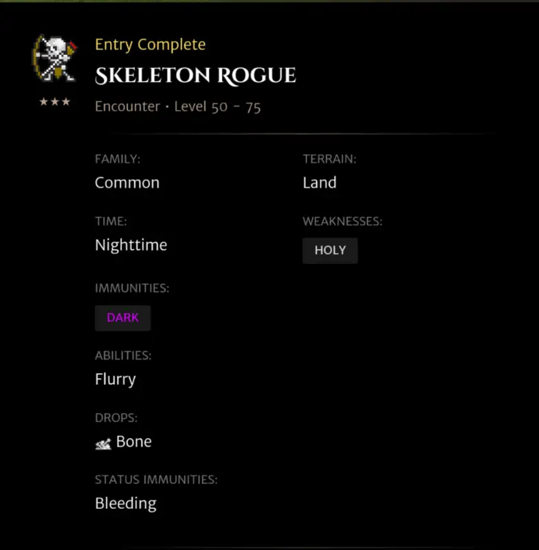 Skeleton Rogue codex entry