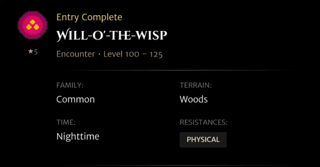 Will-o'-the-wisp codex entry
